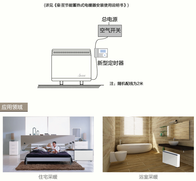 蓄熱式電暖器安裝示意圖